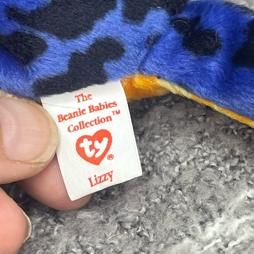 Ty Blue and Black Lizard Plush with Yellow Accents - Picture 7 of 8